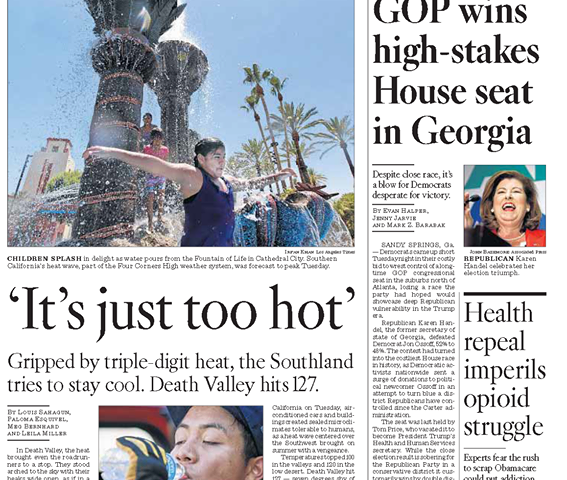 Cathedral City’s Fountain of Life on the LA Times’ Front Cover