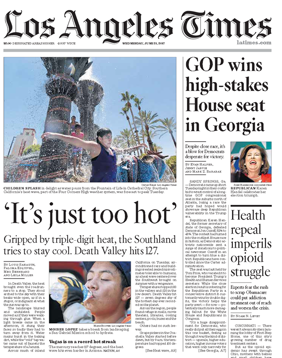 Cathedral City’s Fountain of Life on the LA Times’ Front Cover