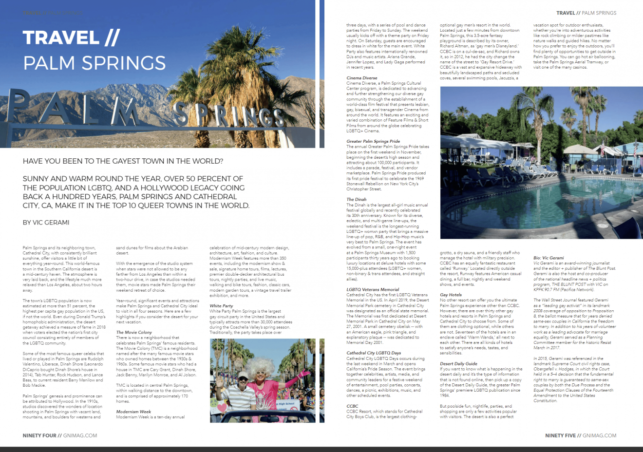 Cathedral City Spotlighted in Ireland’s Gay Magazine as a Top Travel Destination