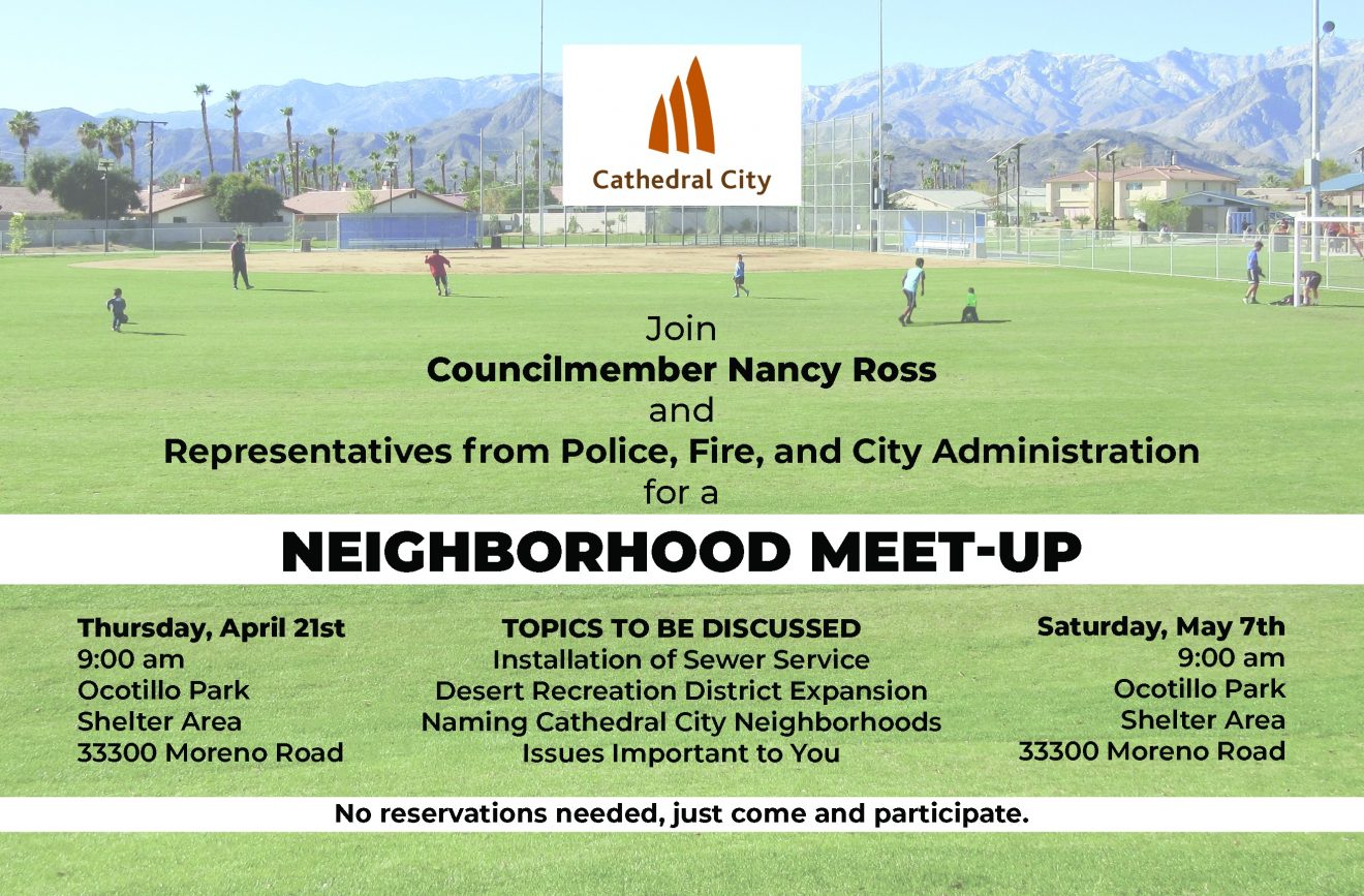 Ocotillo Park Neighborhood Meet-Up on April 21st and May 7th