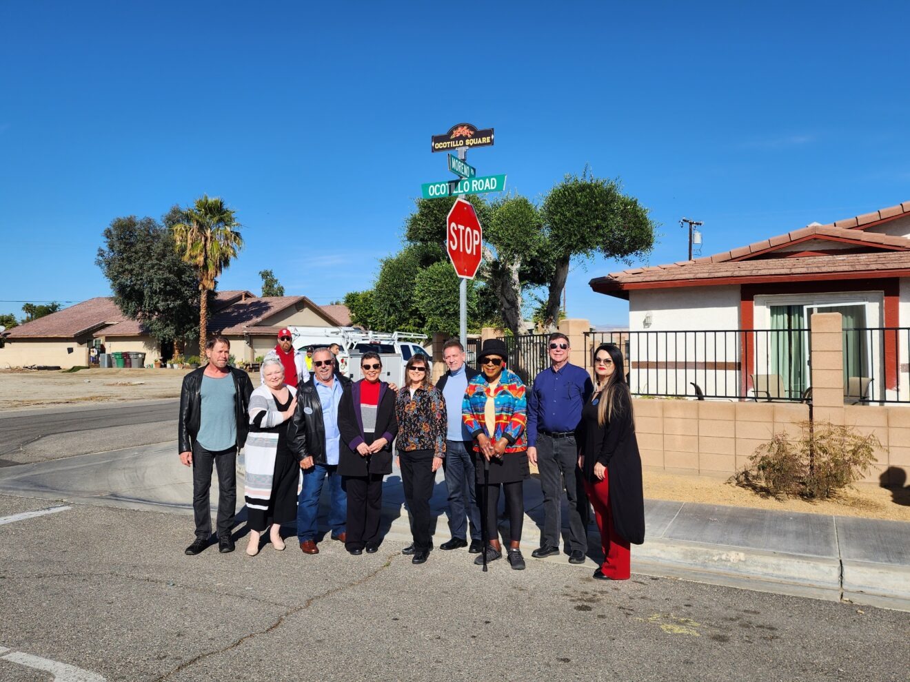 Cathedral City Residents, City Leaders Celebrate 'Ocotillo Square' Designation with Street Sign Toppers