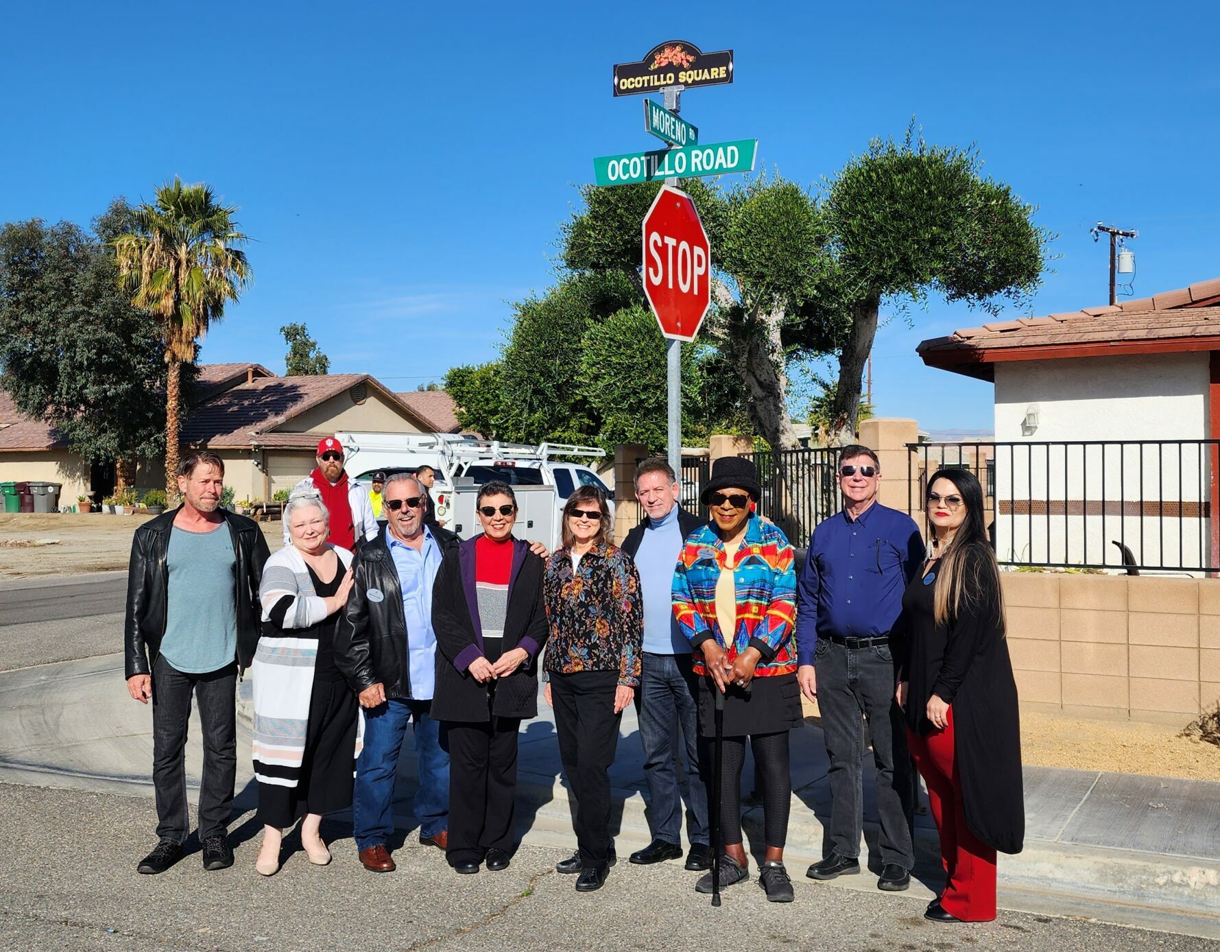 Cathedral City Residents, City Leaders Celebrate 'Ocotillo Square' Designation with Street Sign