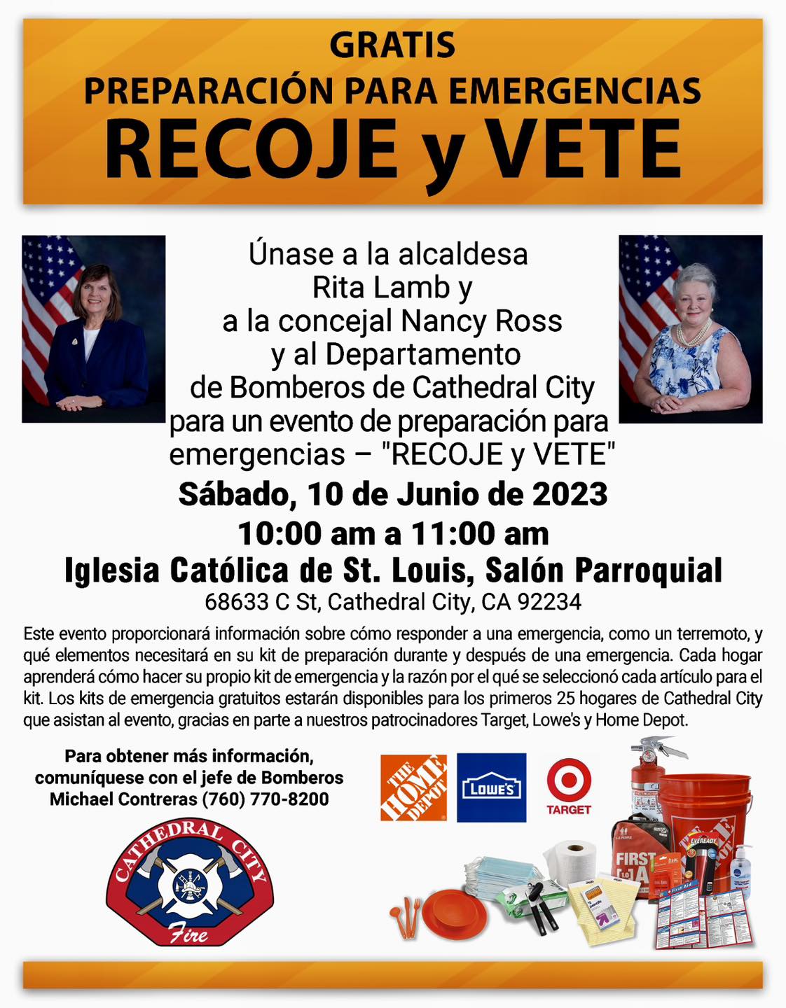 Join Mayor Rita Lamb, Councilmember Nancy Ross & CCFD June 10, 2023 ...