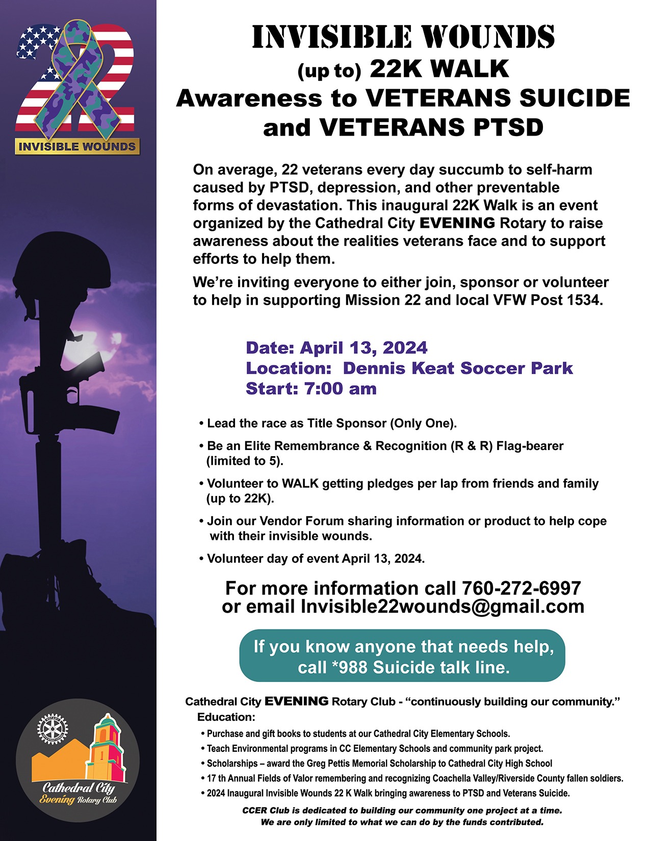 Invisible Wounds 22K Walk – Awareness for Veterans Suicide & PTSD